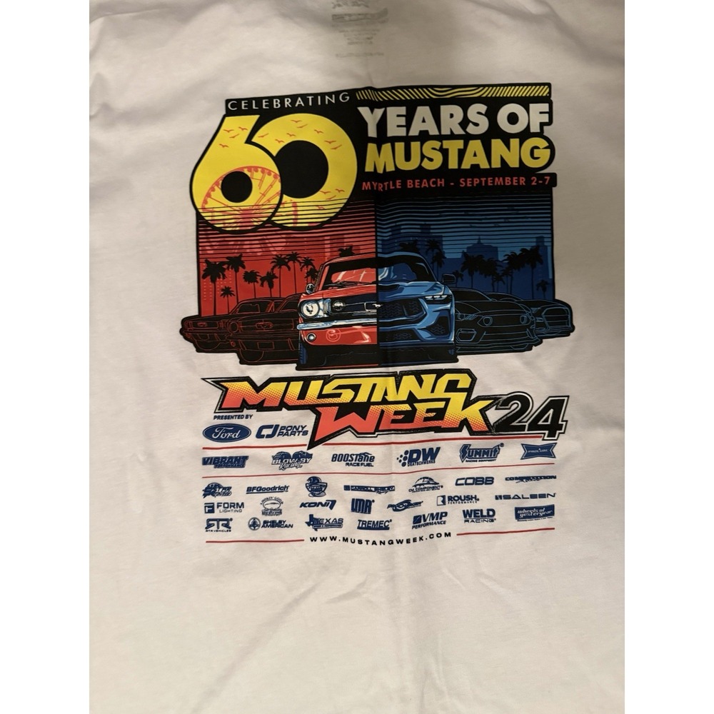 Mustang Week Myrtle Beach Official T-Shirt 2024 Size Large 60th Anniversary New